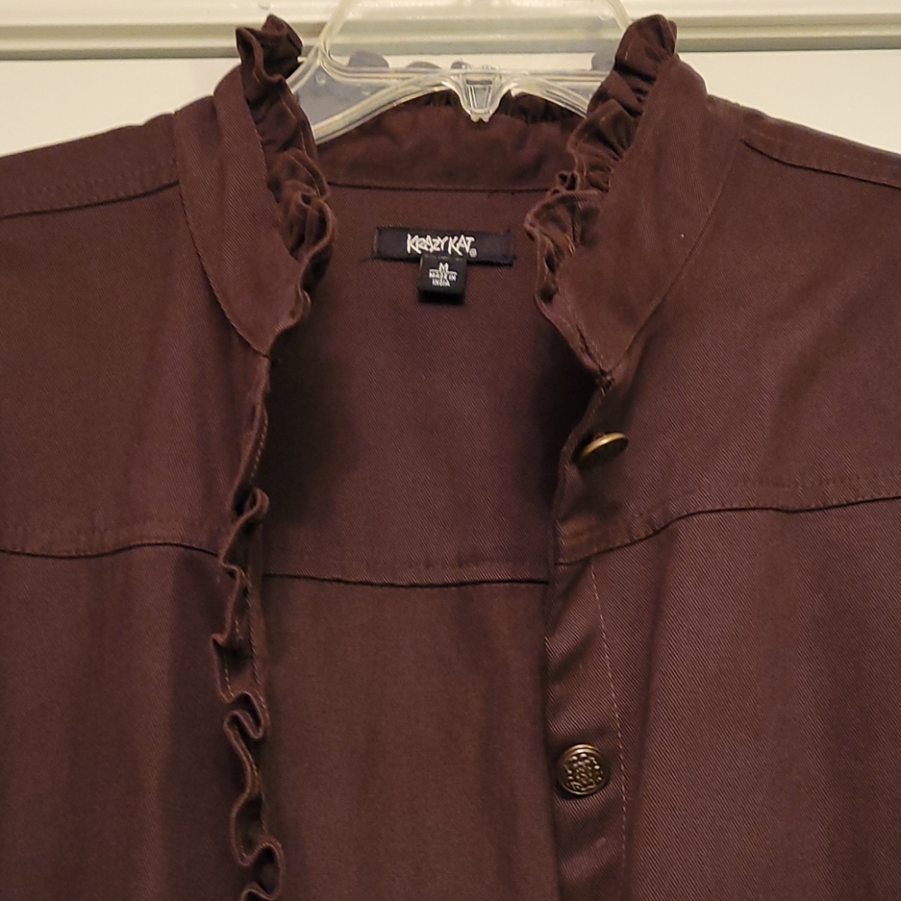 Krazy Kat Brown Denim Jacket Medium Chocolate - Picture 2 of 6